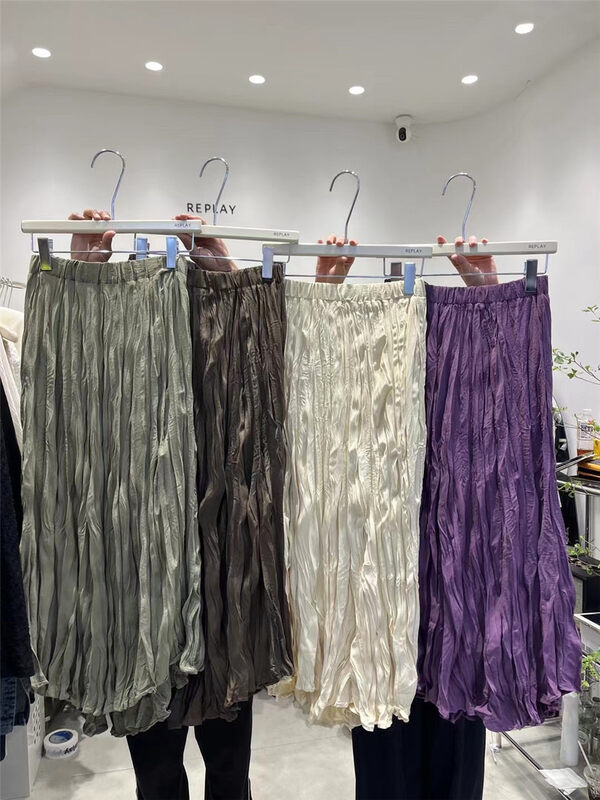 New in autumn! [REPLAY] Elastic waist pleated long skirt 7339# ZJY
