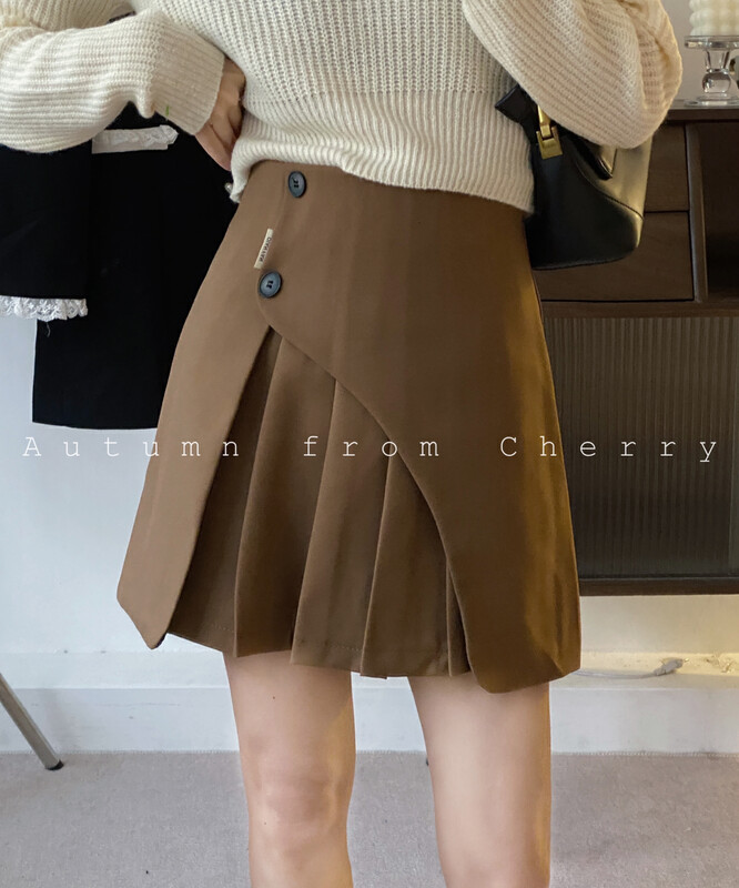 New in autumn! [CHERRY STUDIO] Korean version of irregular high-waisted personalized pleated suit skirt 6733# HBX