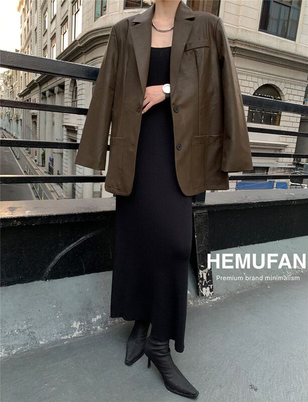 New in autumn! [HEMUFAN] commuter simple texture suit 3830# L