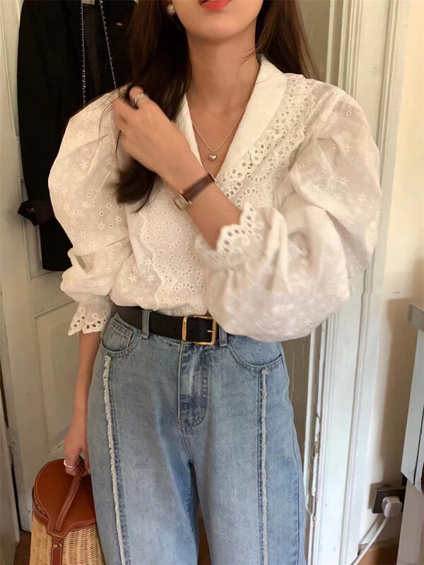 New in autumn!【HEY BELLA】French lace shirt B5027# L
