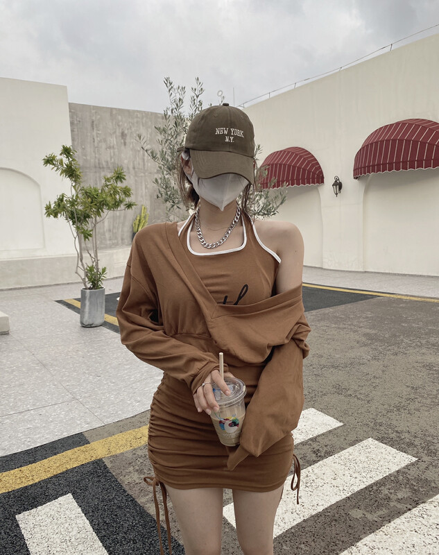Autumn is new! [M.H] Versatile sweater + slim hot girl dress two-piece suit 8775# PCZ