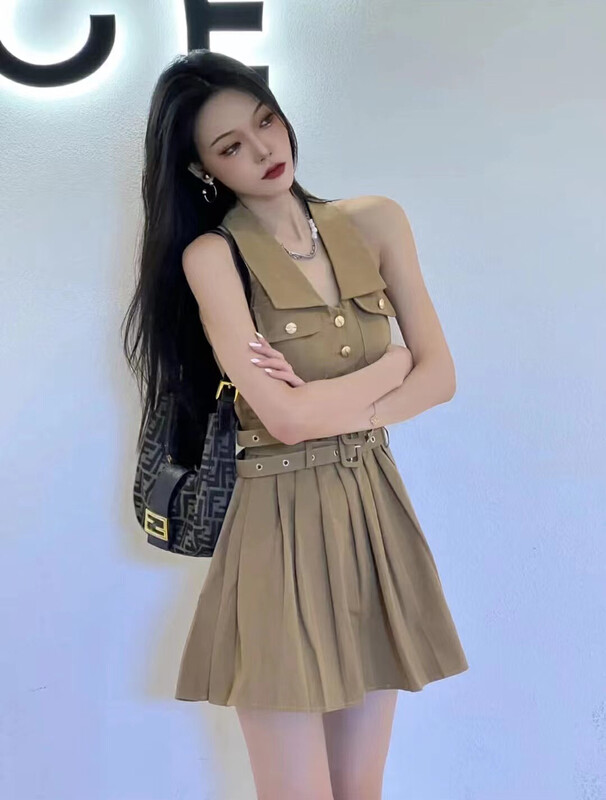 【M.H】Korean temperament all-match dress (with double belt) 8500# PCZ
