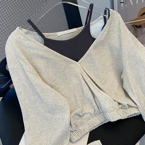 Net Price Fish Scales Autumn Clothes Design Sensation Niche Fake Two Sweater Women's Chic Tops