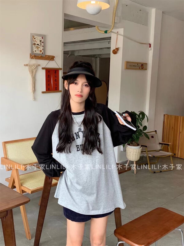 5 is 110 [Muzi's home] long-sleeved sweater with contrasting letters 88043# LSW