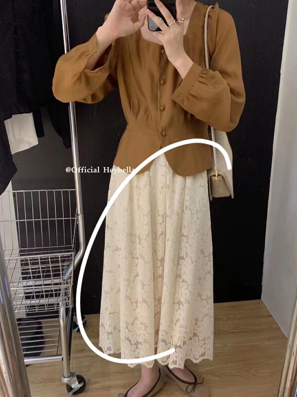 New in autumn!【HEY BELLA】Vintage embroidered skirt B5331# L