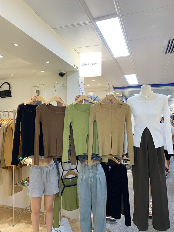 New in autumn! [LULU GRACE] Casual split bottoming shirt 16815# ZJY