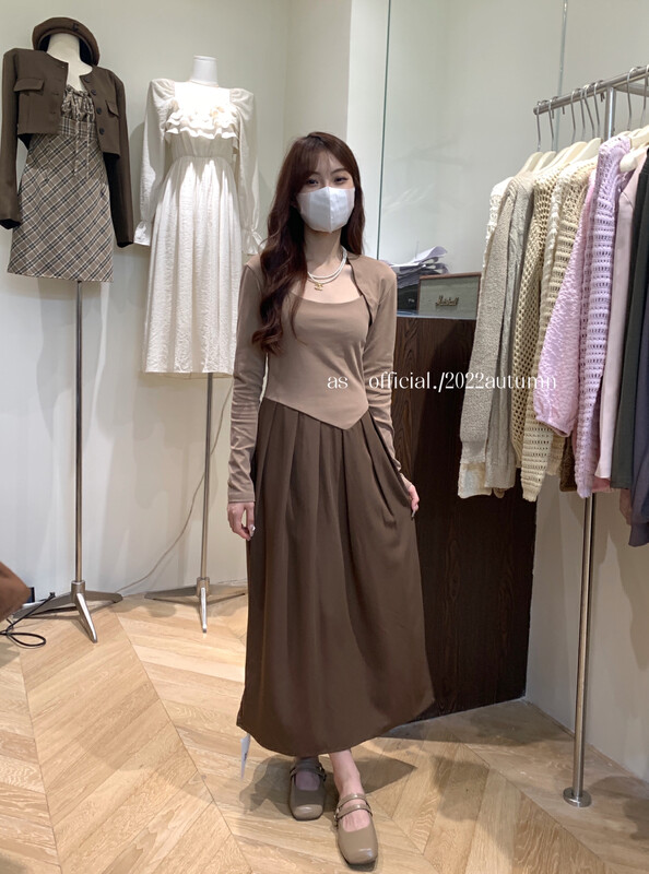 New in early autumn! [AS] Design knitted cardigan + suspender dress suit 9053# HJY
