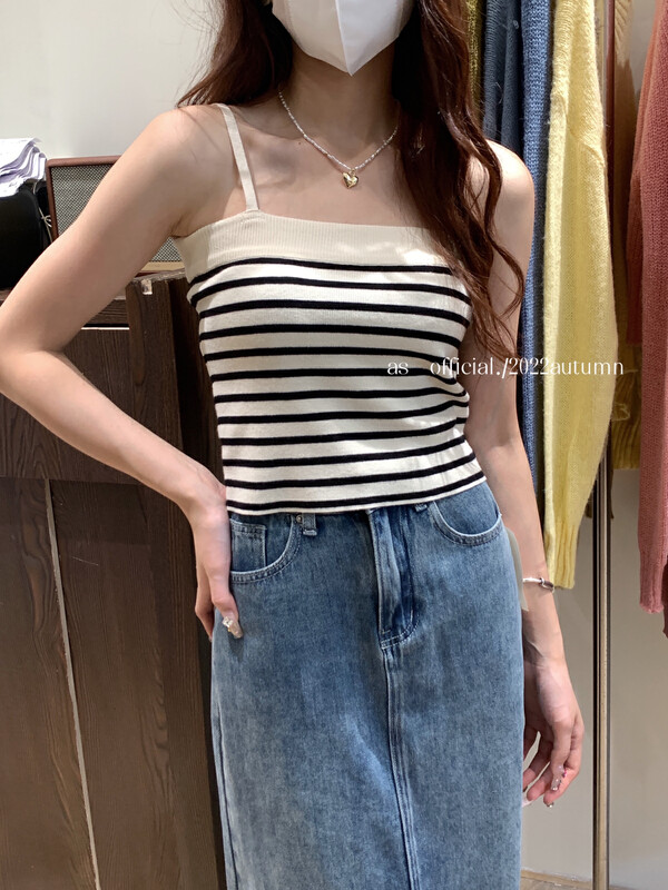 New in early autumn! [AS] Striped fashion all-match vest/sling 8806-1# HJY