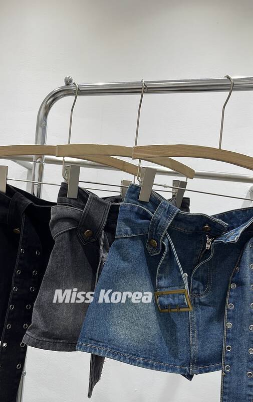 【MISS KOREA】Hot Girl Design Slim Denim Skirt (with Belt) 9802# HBX