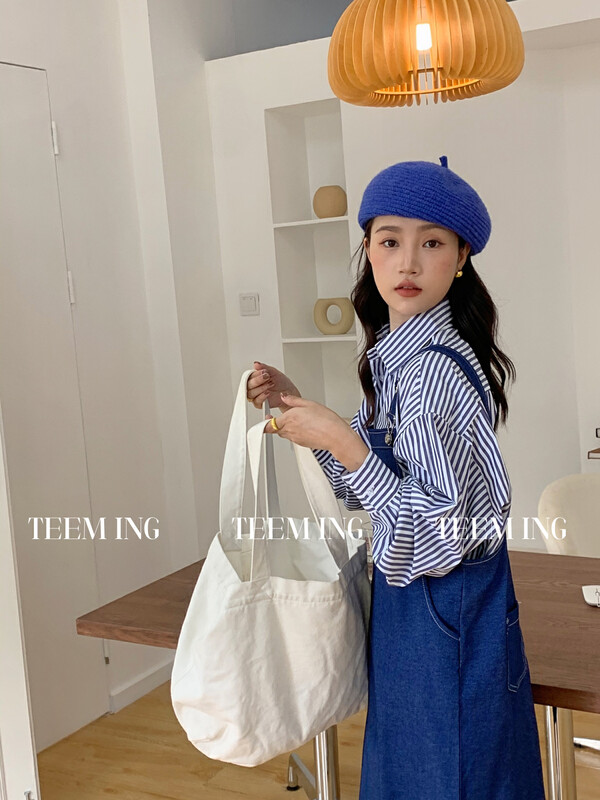 New in early autumn!【TEEM ING】Versatile vertical striped long-sleeved shirt 22T819# HJY