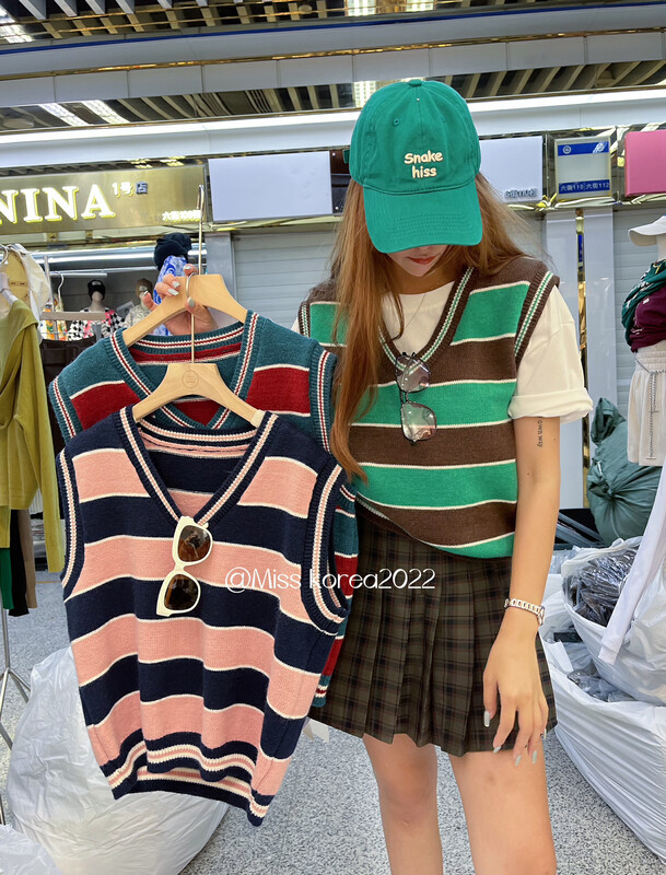 New in autumn!【MISS KOREA】Striped Versatile Korean Vest 9031# HBX