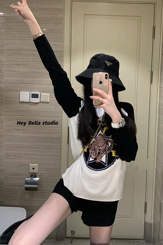 New in autumn! [HEY BELLA] Five-pointed star stitching all-match casual warm sweater 9169# L