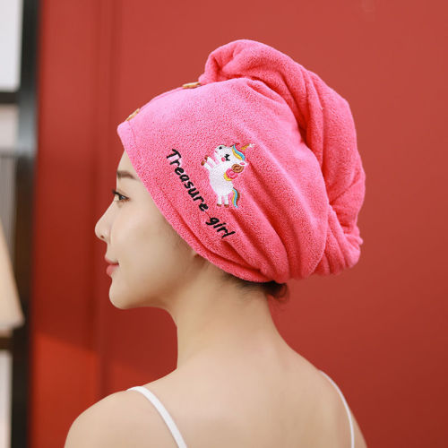 New hair drying cap female embroidery cute super absorbent household adult shower cap bag turban thickened quick-drying hair towel