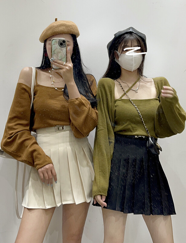 New in early autumn! [MISS KOREA] Korean version of all-match suspenders + simple meat-covering knitted cardigan suit 9191# HBX