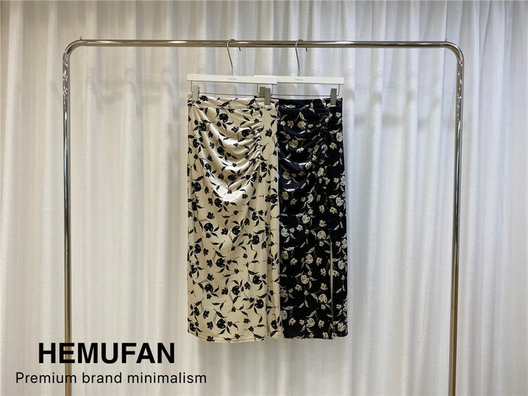 New in autumn! [HEMUFAN] High-end floral skirt 5125# L