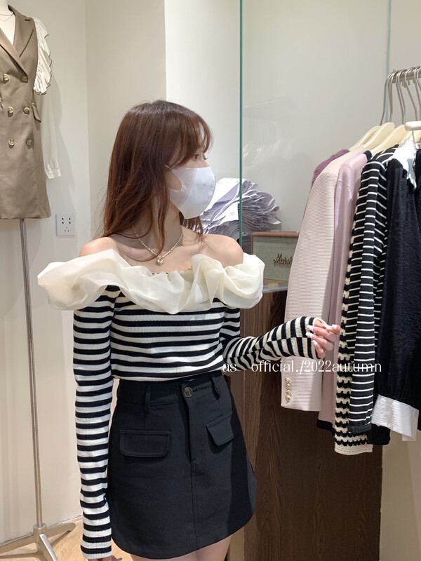 Autumn is new! [AS] Temperament high-end bud one-shoulder shirt 2347# HJY