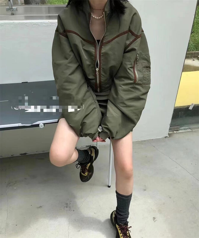 New in autumn! [TOP CLOSET] zipper color matching all-match baseball uniform short jacket 9877# OZQ