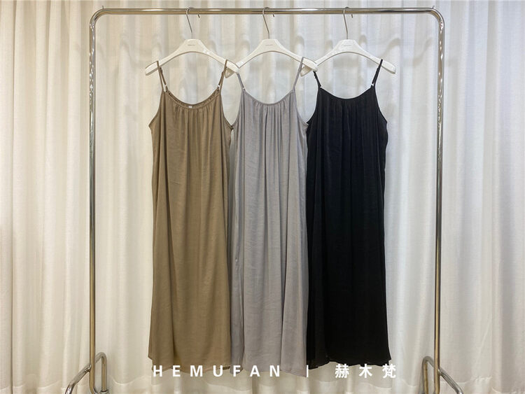 【HEMUFAN】Sling pleated slim dress 5019# L