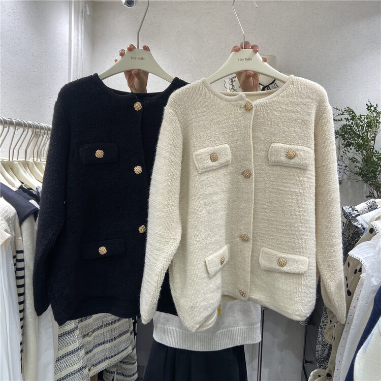 New in autumn!【HEY BELLA】Single-breasted round neck comfortable short coat B9181# L