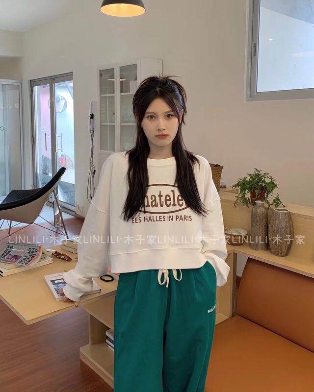 New in autumn! [Muzijia] Pullover comfortable letter printing sweater 88053# L