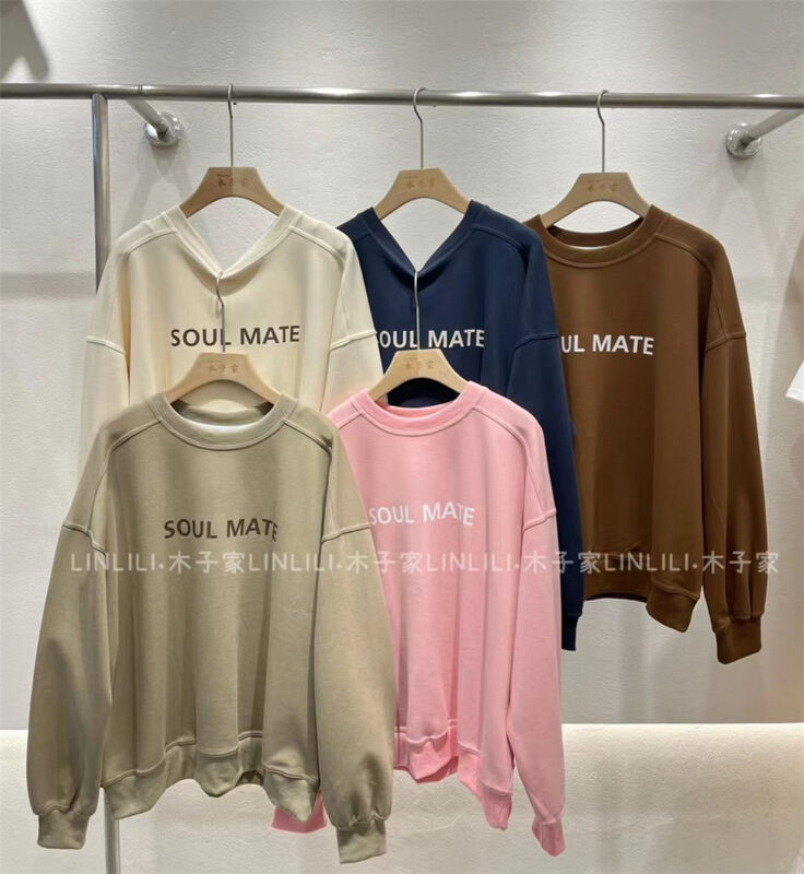 New in early autumn! [Muzijia] Round neck loose letter printing sweater 88030# LSW