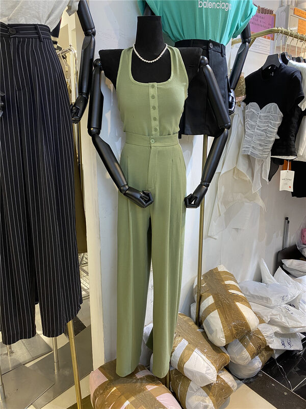 【TOP CLOSET】Sleeveless Versatile Vest + Casual Solid Color Pants Set 68218# OZQ