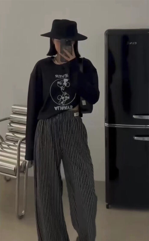 New in early autumn! [Muzijia] round neck Mickey short long sleeve T-shirt 88023# LSW