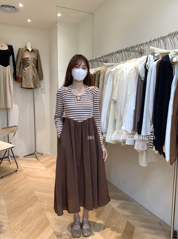 New in autumn! [AS] Design halter neck stitching dress 9080# HJY