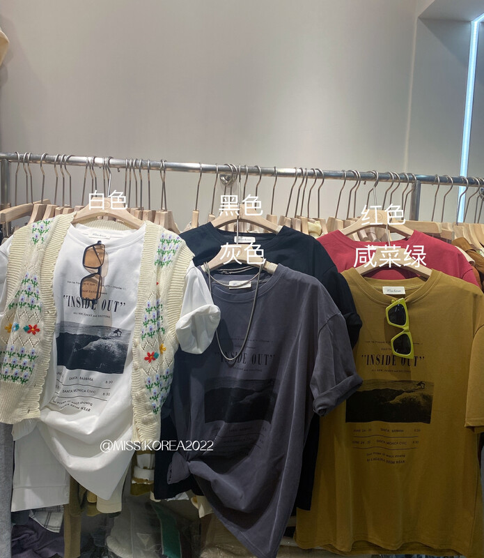 New in autumn!【MISS KOREA】Loose and large brushed short-sleeved T-shirt 9236# HBX