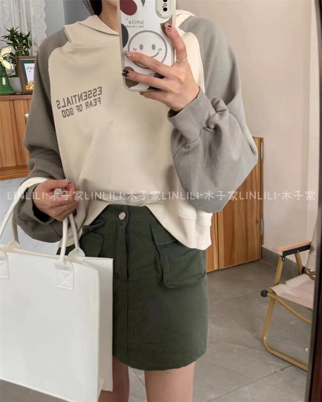 Autumn is new! [Muzijia] Korean version of the hooded contrast color sweater 88065# LSW