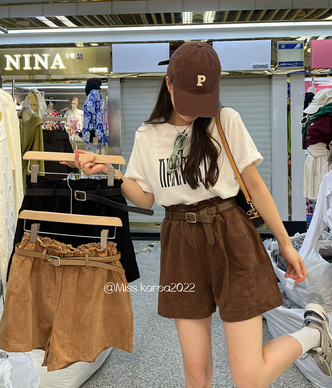 New in autumn!【MISS KOREA】Korean all-match loose and slim casual shorts (with belt) 9998# HBX