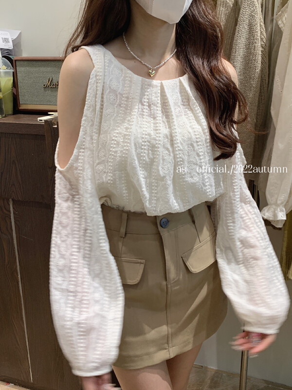 New in early autumn! [AS] Off-the-shoulder comfortable and versatile pullover shirt 2306# HJY