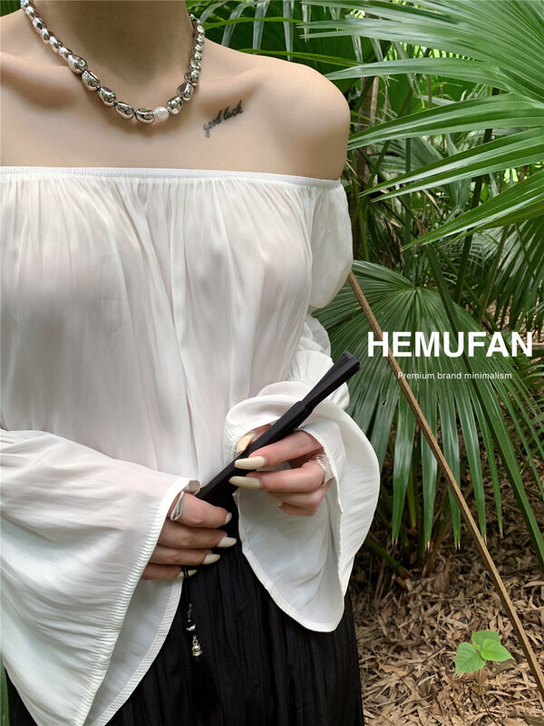 New in early autumn! [HEMUFAN Hemufan] Design sense one-shoulder comfortable shirt 3989# L