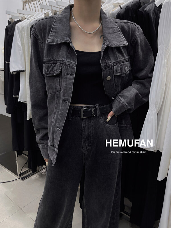 New in early autumn! [HEMUFAN Hemufan] Retro single-breasted denim jacket YS1-ZH25# L