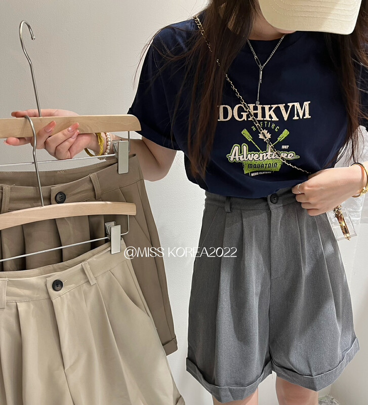 New in autumn!【MISS KOREA】High waist solid color all-match casual shorts 9231# HBX