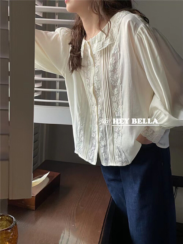 New in autumn! [HEY BELLA] Heavy Industry Lace Fresh Shirt B5320# L