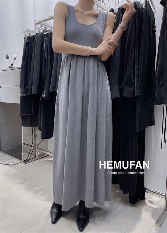 New in autumn!【HEMUFAN】Slim and pleated comfortable dress A18# L