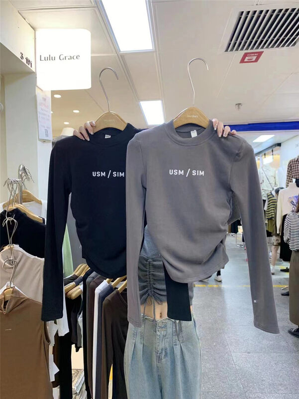 New in autumn! [LULU GRACE] Korean round neck letter casual long-sleeved T-shirt YS1-9212# ZJY