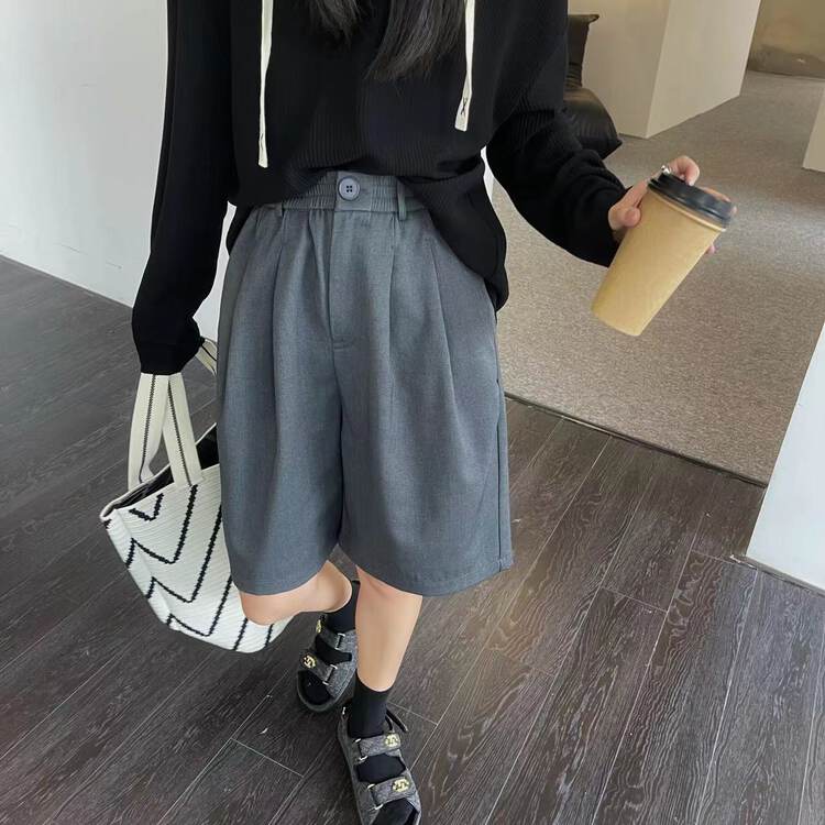 New in autumn!【MOCHA】Loose solid color five points trousers 1828# OZQ