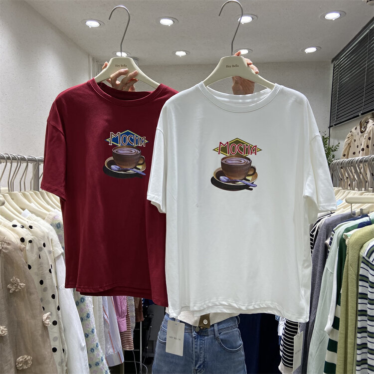 New in early autumn! [HEY BELLA] letter printing comfortable all-match short-sleeved T-shirt B5317# L