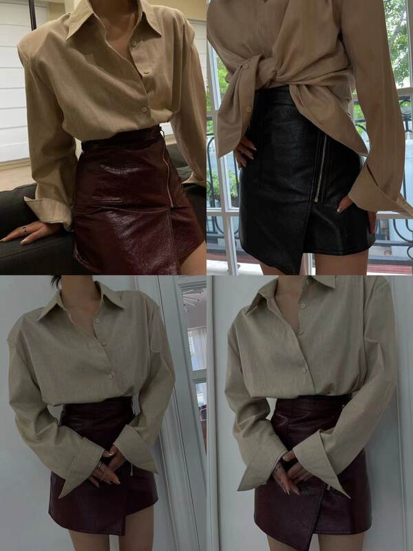 New in autumn!【TOP CLOSET】Casual breasted solid color shirt 9880# OZQ