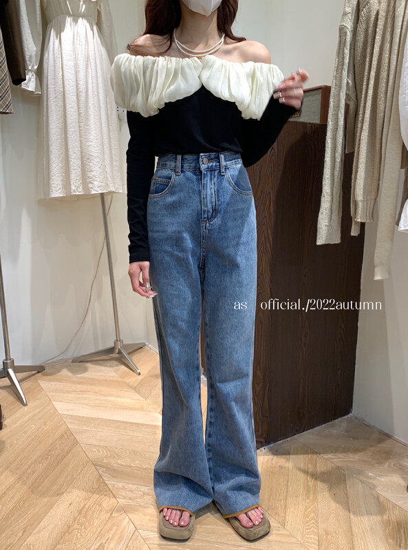 Early autumn new style! [AS] Versatile slim high waist mopping jeans 1016# HJY