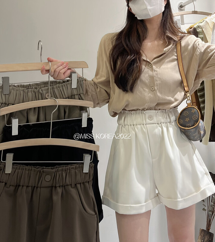 New in autumn!【MISS KOREA】Slim and comfortable all-match casual shorts (with belt) (sold only pants) 9256# HBX