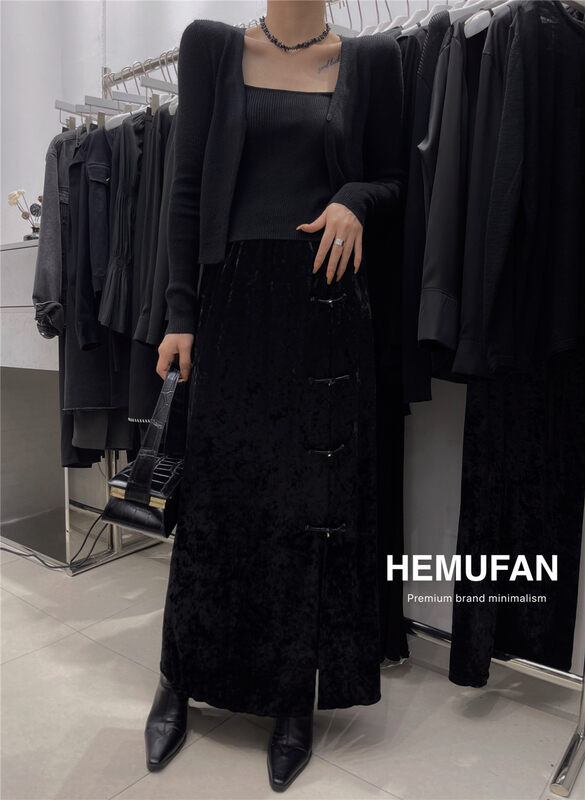 New in autumn!【HEMUFAN】Elastic waist comfortable all-match skirt 5101# L