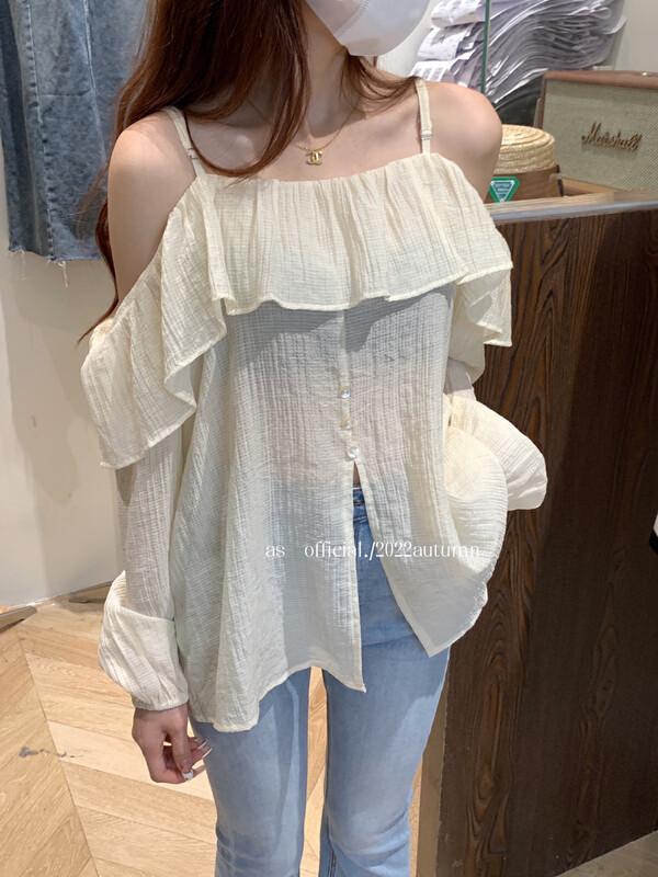 New in autumn!【AS】Loose blouse with ruffled shoulders 2338# HJY