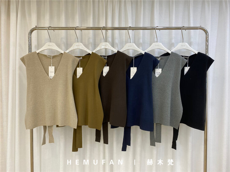 New in early autumn! [HEMUFAN Hemufan] lace-up comfortable all-match vest YS1-721# L