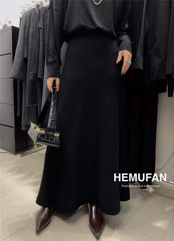 New in autumn!【HEMUFAN】High waist casual simple skirt A22# L