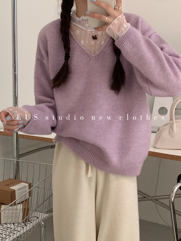 【LUS】設計感假兩件百搭保暖毛衣  lus-w3416#  ZSY