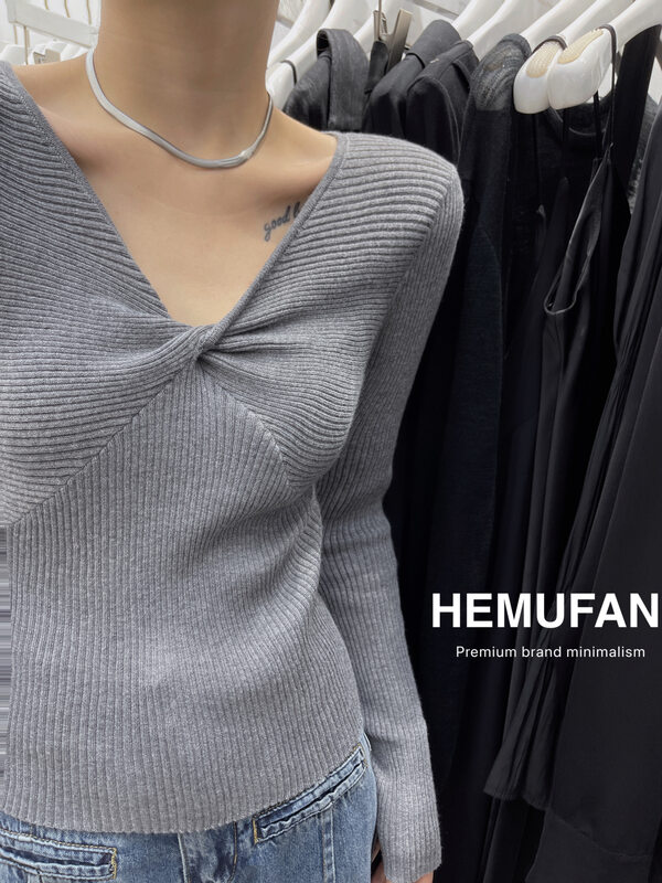 New in early autumn! [HEMUFAN Hemufan] kink comfortable all-match thin shirt A15# L