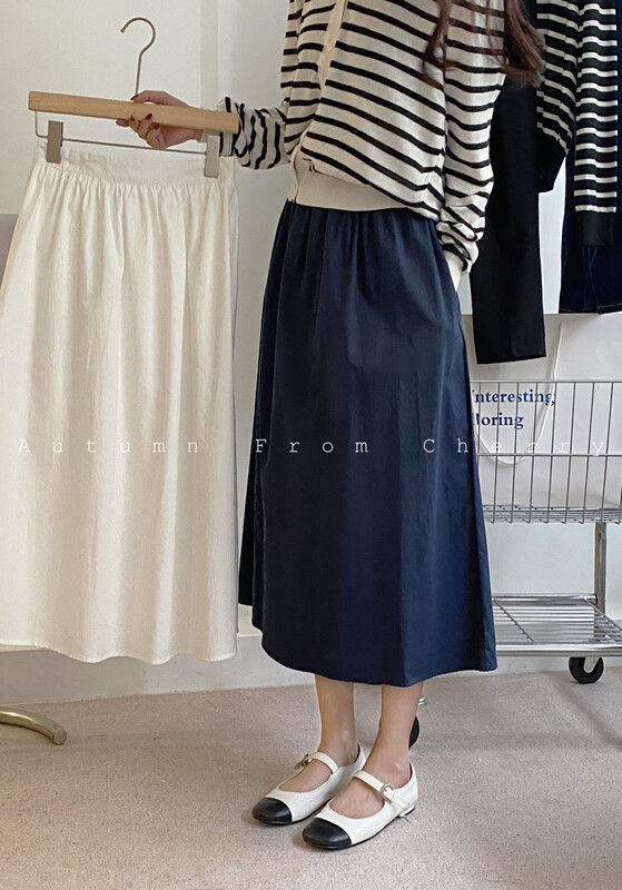 【CHERRY STUDIO】Washed cotton Korean version simple all-match solid color skirt A5009# HBX